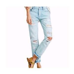 Lucky Brand Sienna Slim Boyfriend Embroidered Distressed Jeans, Size 6/28